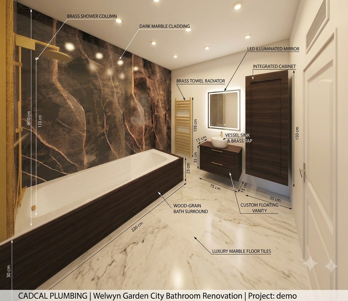 3d demo model 5 welwyn garden city bathroom renovation cadcal plumbing v1